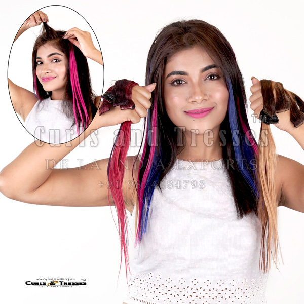 2 streaks / pack, single color, Clip on Streaks hair extensions - Image 2