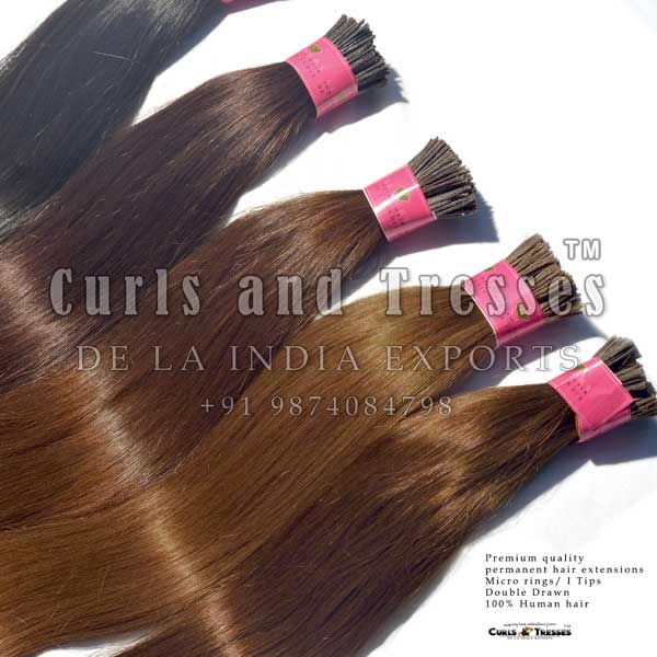 Micro ring hair Extensions ( I Tips ),Permanent, Brown shades - Image 2