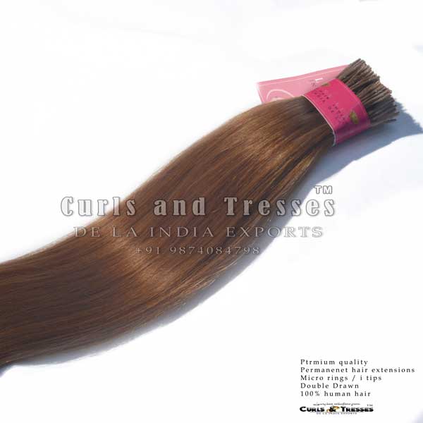 Micro ring hair Extensions ( I Tips ),Permanent, Brown shades - Image 4