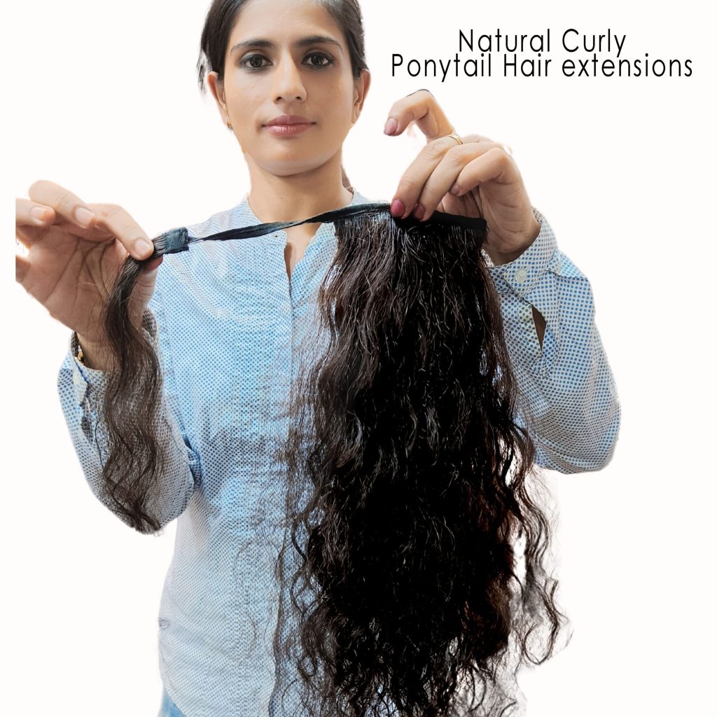 Natural Curly Ponytail hair extensions, Natural color