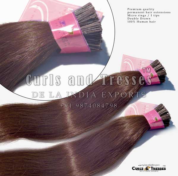 Micro ring hair Extensions ( I Tips ),Permanent, Brown shades - Image 3